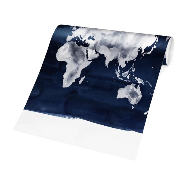 Design Tapete Wasser-Weltkarte dunkel