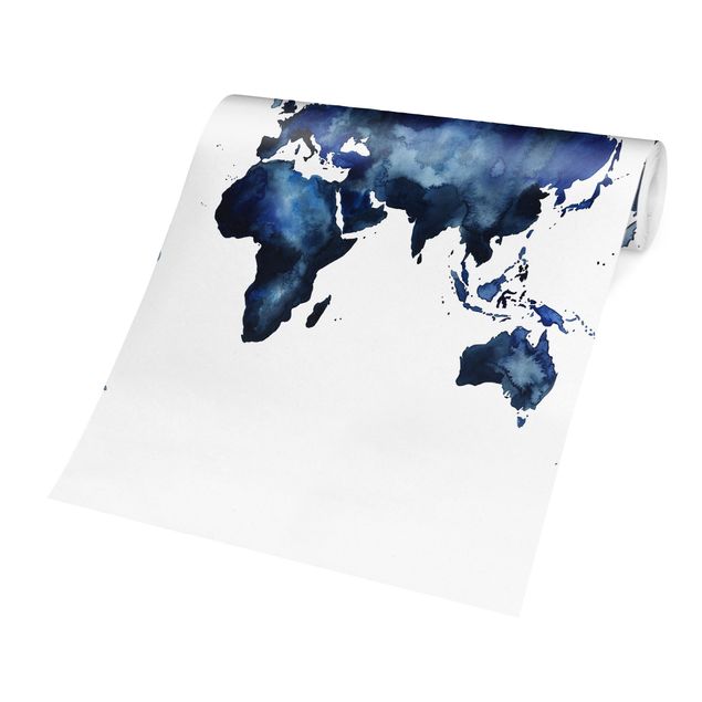 Wandtapete Design Wasser-Weltkarte hell