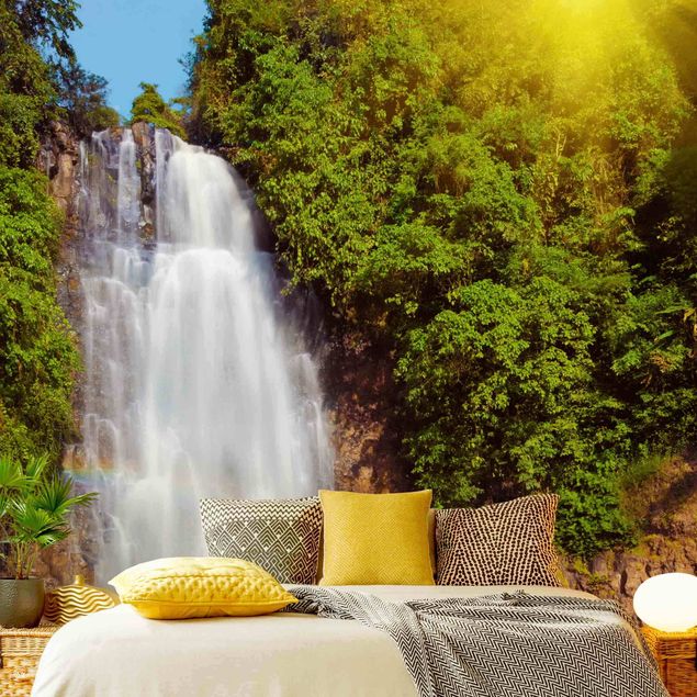 Wandtapete Baum Wasserfall Romantik