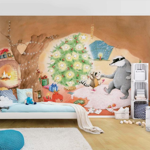 Wandtapete Tiere Wassili Waschbär - Das allerschönste Weihnachtsgeschenk