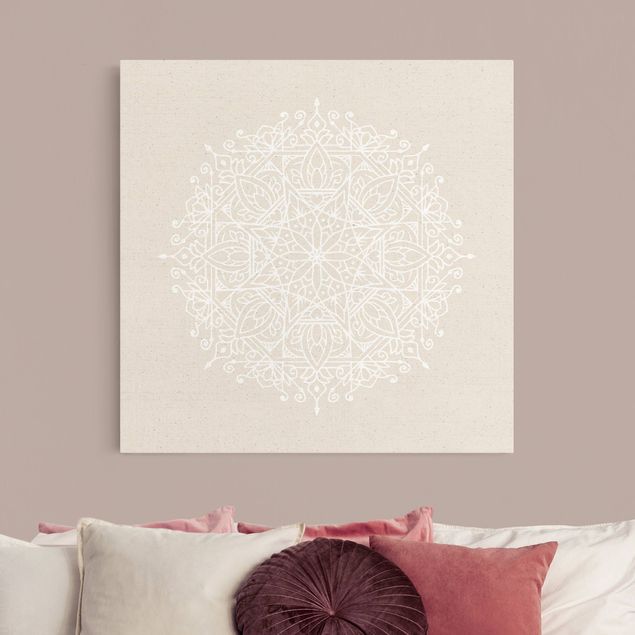 Moderne Leinwandbilder Wohnzimmer Weiße Linien - Mandala