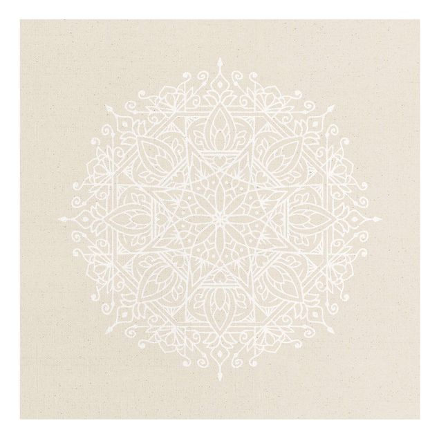 Leinwandbild Natur - Weiße Linien - Mandala - Quadrat 1:1