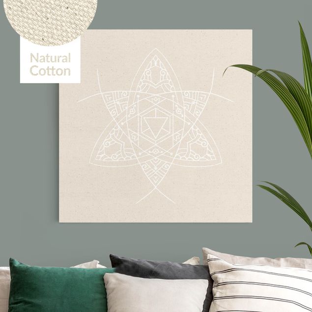 Wandbilder XXL Weiße Linien - Mandala Triangel