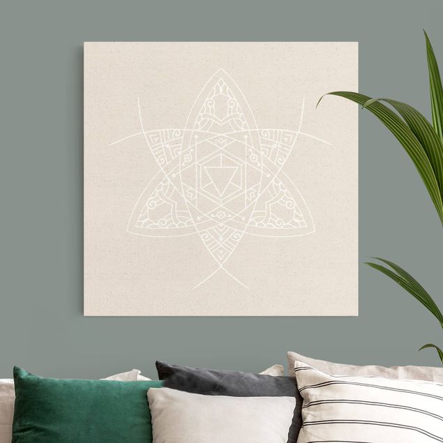 Wandbilder Wohnzimmer modern Weiße Linien - Mandala Triangel