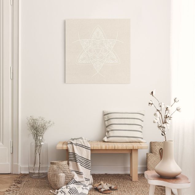 Wandbilder Weiße Linien - Mandala Triangel