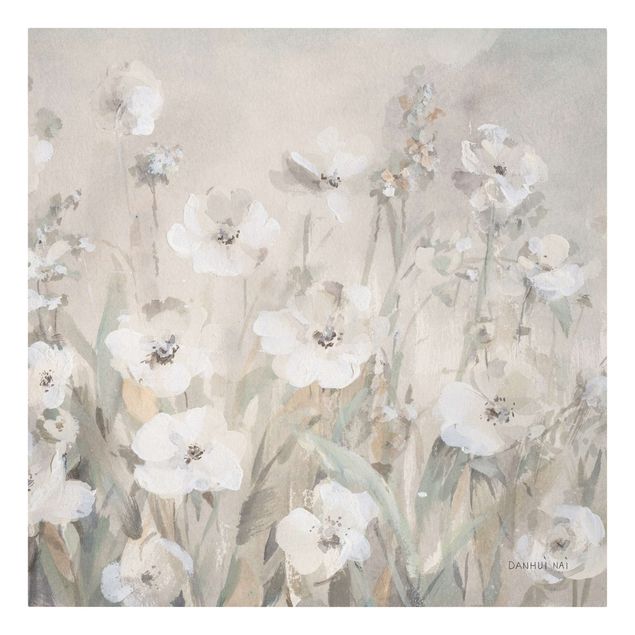 Leinwandbild Kunstdruck Weiße sommerliche Blumen