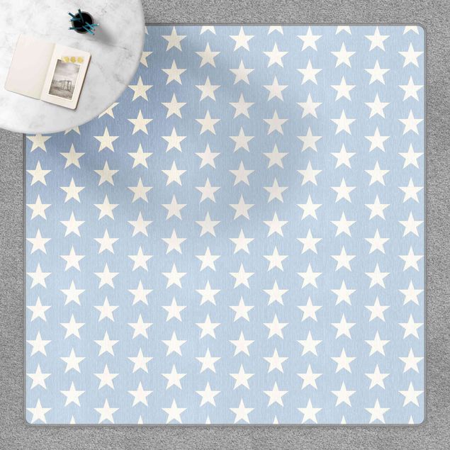 Teppich blau Weiße Sterne auf Blau