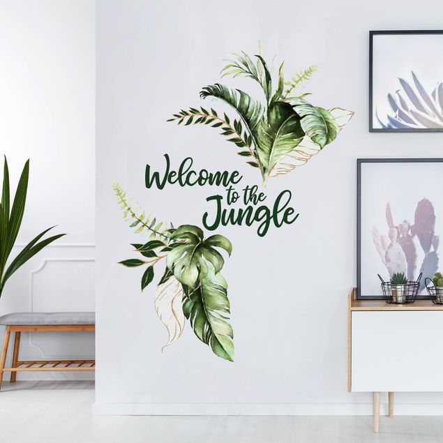 Wandtattoo Zitate Welcome to the Jungle - Blätter Aquarell