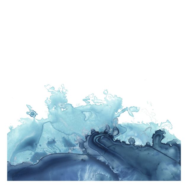 Wandtapete Design Welle Aquarell Blau I