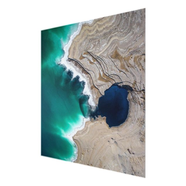 Glasbild - Wilde Küstenbucht in Israel - Quadrat