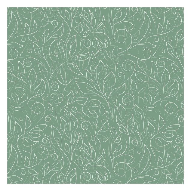 Design Tapete Wildes Pflanzen Muster auf Grün