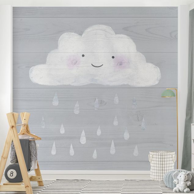 Romantik Tapete Wolke mit silbernen Regentropfen