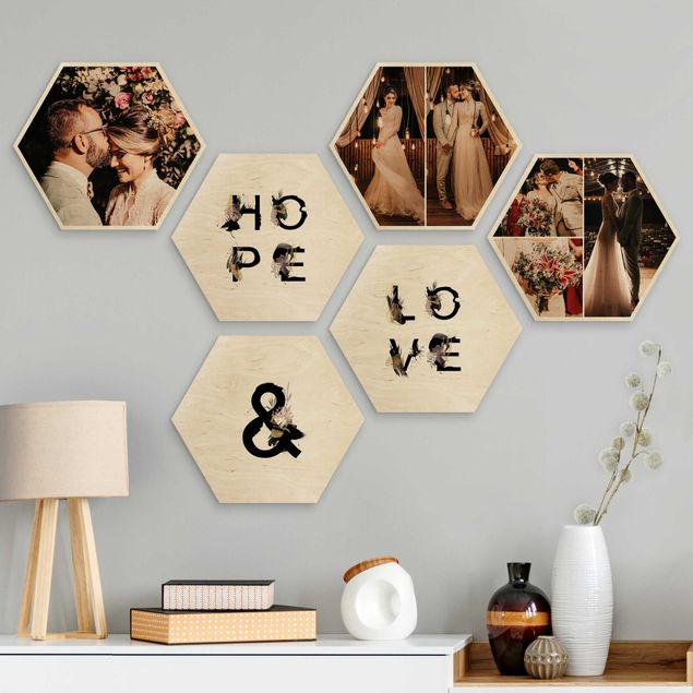Schöne Wandbilder Mehrteiliges Hexagon Bild Holz selbst gestalten