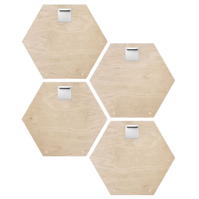 4-teiliges Hexagon Bild Holz selbst gestalten