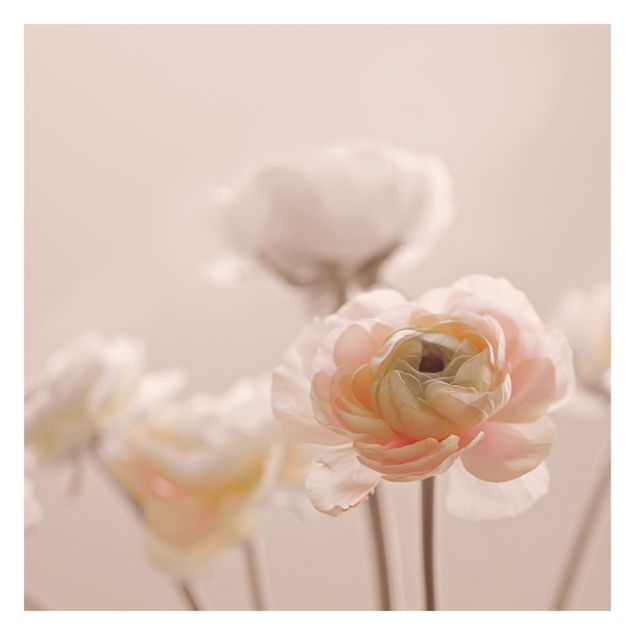 Wandtapete Design Zarter Strauch an Rosa Blüten