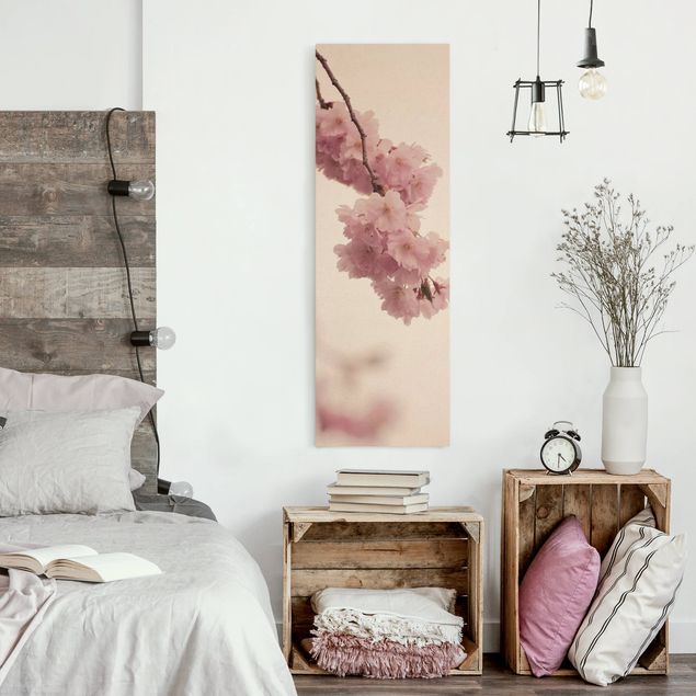 Leinwandbilder Wohnzimmer modern Zartrosane Frühlingsblüte mit Bokeh