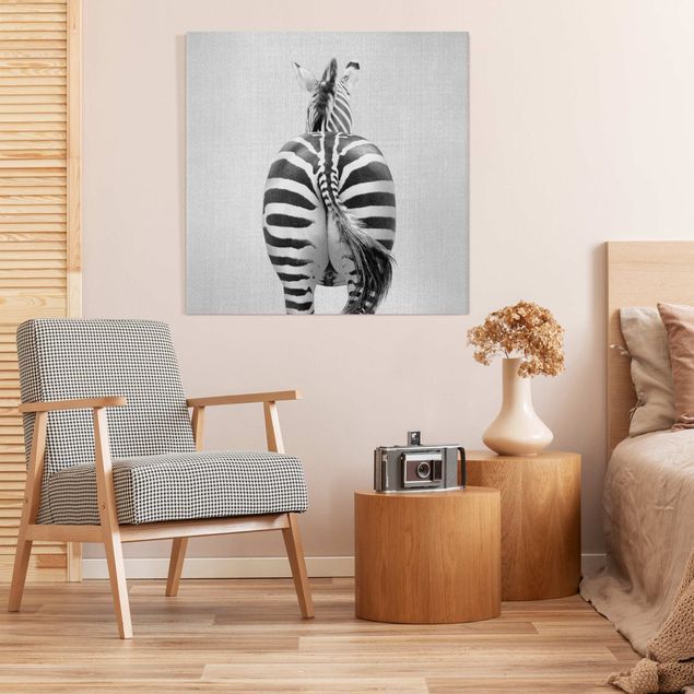 Wandbilder Zebra Zebra von hinten Schwarz Weiß