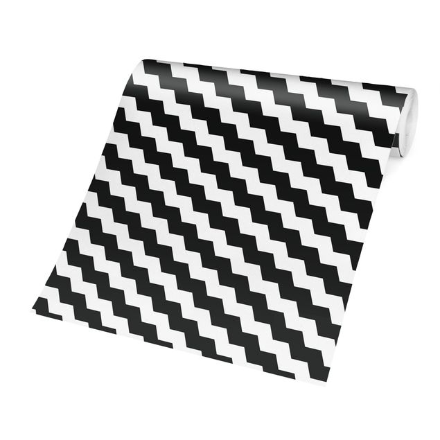 Schwarze Tapeten Zick Zack Geometrie Muster Schwarz-Weiß