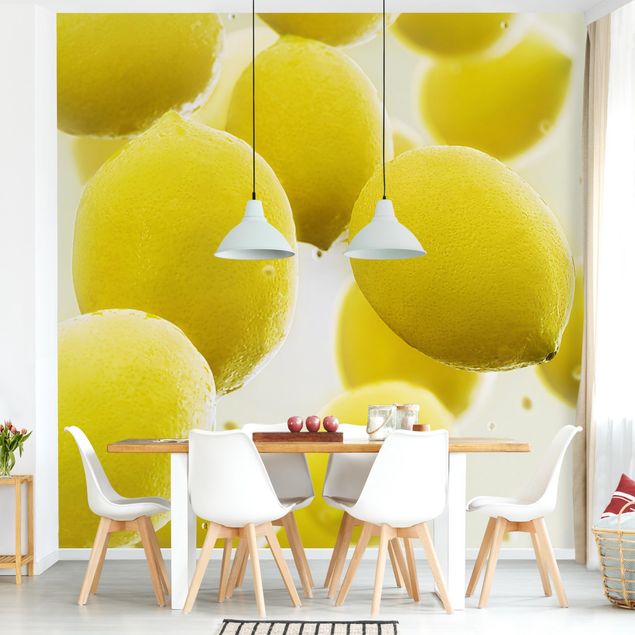 Wandtapete Design Zitronen im Wasser