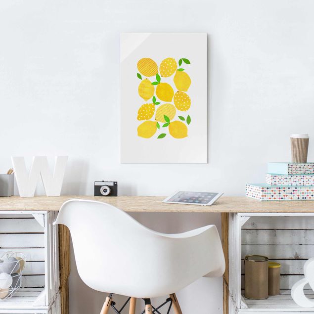 Glasbilder Zitronen mit Punkten