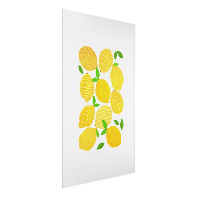 Glasbild - Zitronen mit Punkten - Hochformat