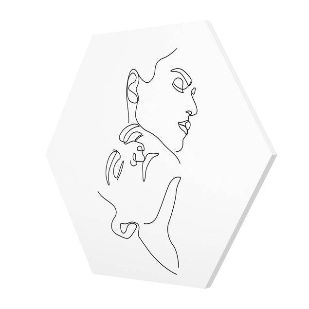 Hexagon Bild Forex - Line Art Frauen Gesichter Weiß