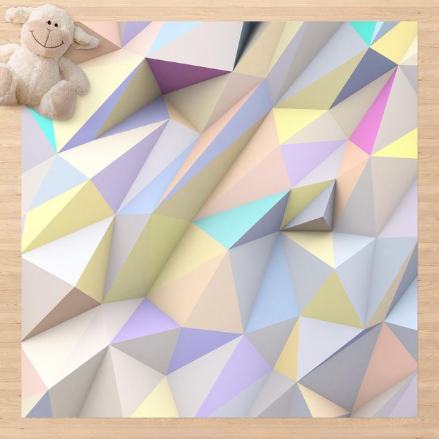 Aussen Teppich Geometrische Pastell Dreiecke in 3D