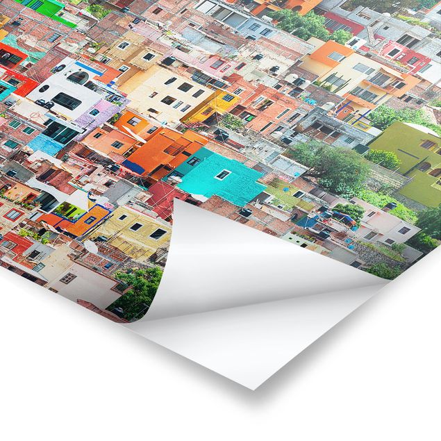 Poster - Farbige Häuserfront Guanajuato - Querformat 2:3