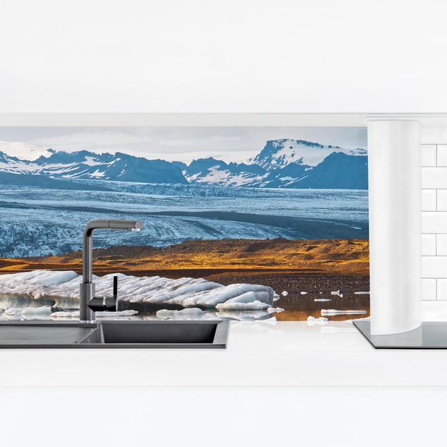 Küchenrückwand Glas Motiv Wald Gletscherlagune