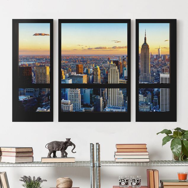 Wandbilder XXL Fensterausblick - Sonnenaufgang New York