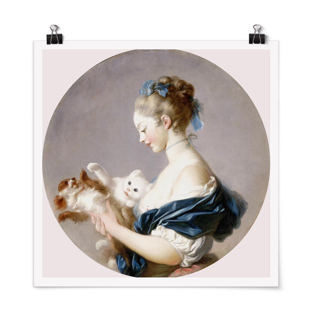 Kunstdrucke Poster Jean Honoré Fragonard - Mädchen mit Hund