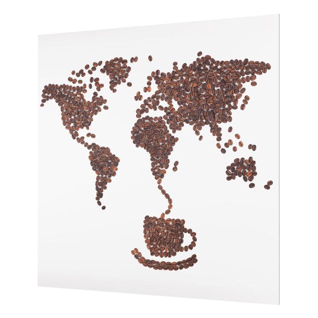 Glas Spritzschutz - Kaffee um die Welt - Quadrat - 1:1