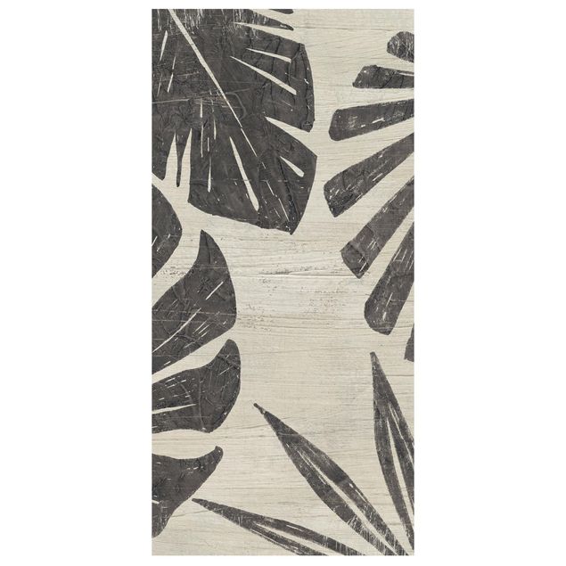 Raumteiler - Palmenblätter vor Hellgrau - 250x120cm