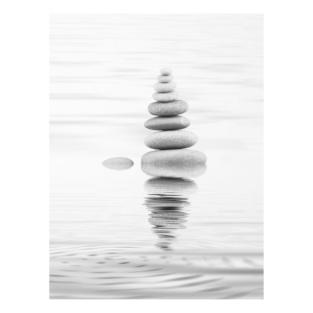 Bilder für die Wand Steinturm im Wasser Schwarz-Weiß