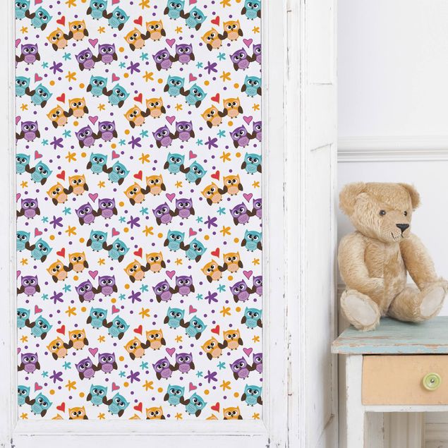 Klebefolie Wand Süßes Kinderzimmer-Muster mit verliebten Eulen