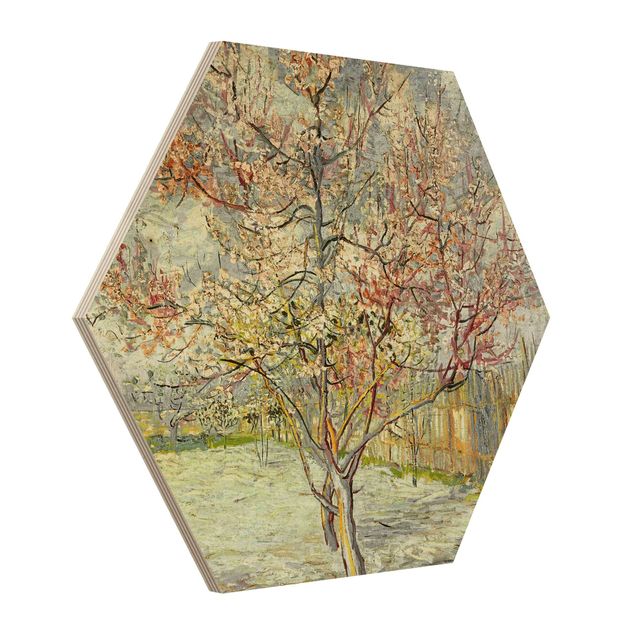 Holzbilder Natur Vincent van Gogh - Blühende Pfirsichbäume