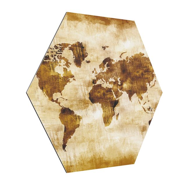 Hexagon Bild Alu-Dibond - No.CG75 Map of the World