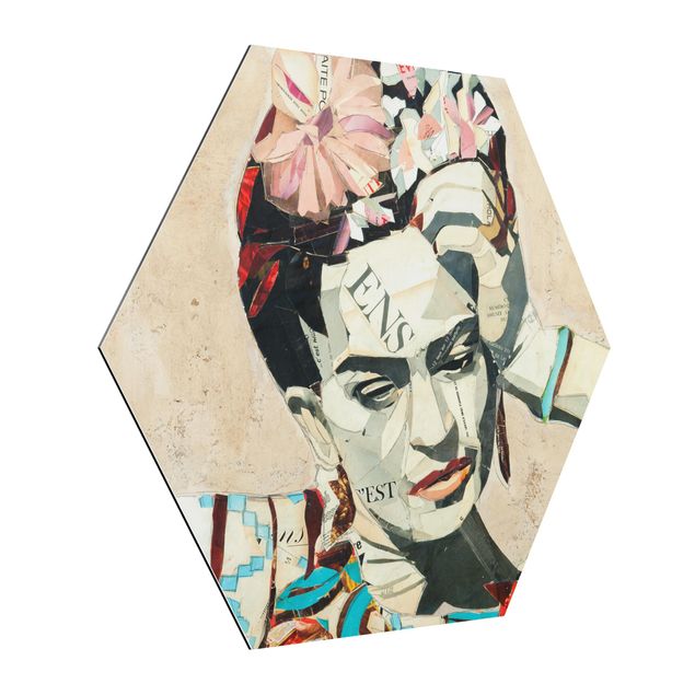 Frida Kahlo WANDBILD 6-eckig DEKO dünn leicht Hexagon Alu-Dibond Toetzke