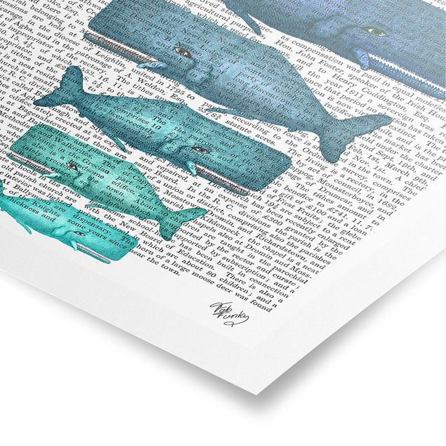 Poster Sprüche Tierlektüre - Walfamilie