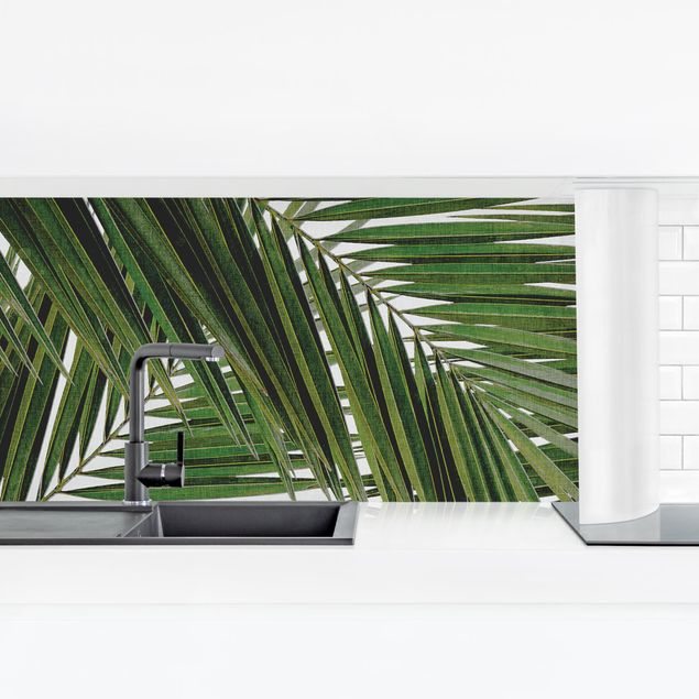 Küchenrückwand Gräser Blick durch grüne Palmenblätter