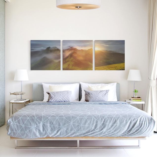 Wandbilder Wohnzimmer modern Storkonufell im Sonnenaufgang