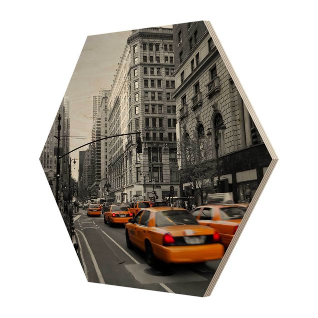 Hexagon Bild Holz - New York, New York!