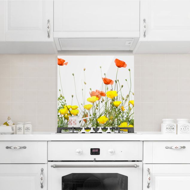 Küchenrückwand Glas Blumen Wild Flowers