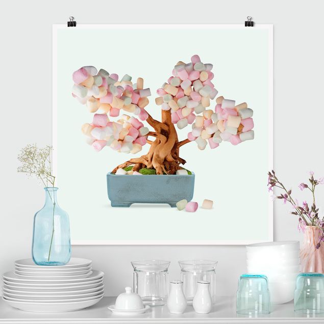 Poster Kunstdruck Bonsai mit Marshmallows