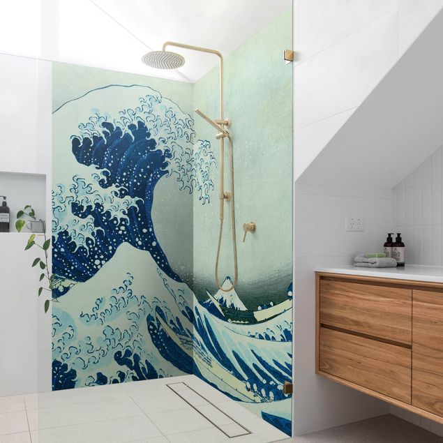 Duschrückwand Strand Katsushika Hokusai - Die grosse Welle von Kanagawa