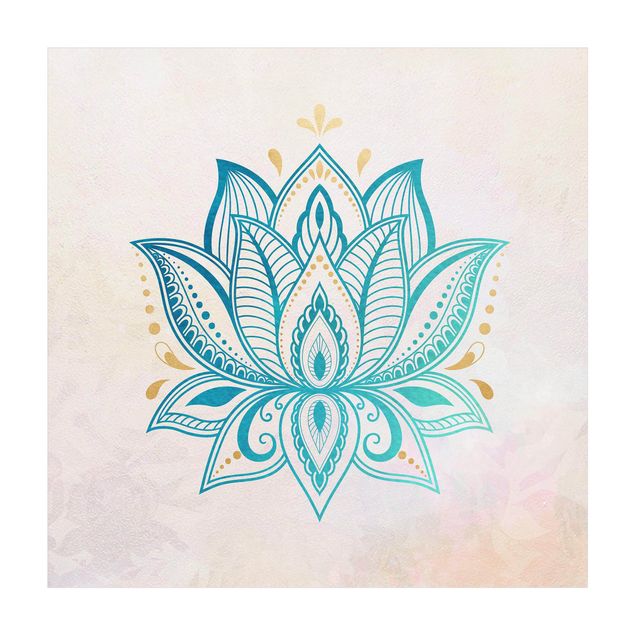 Teppich Orientalisch Lotus Illustration Mandala gold blau