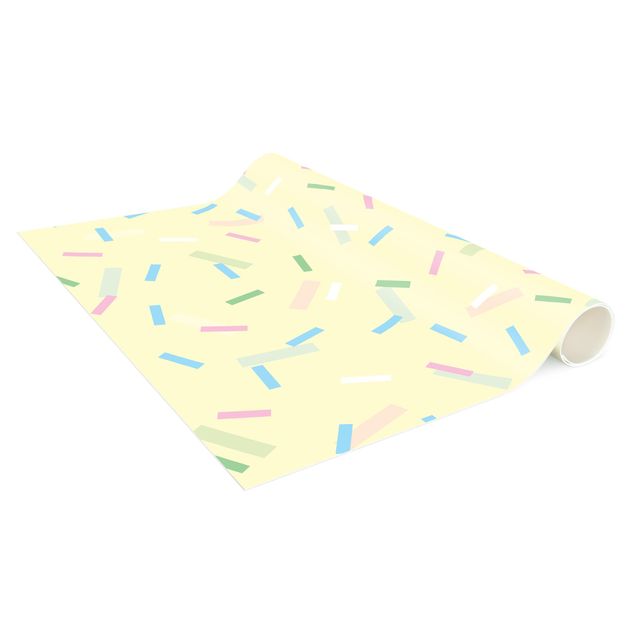 Moderne Teppiche Buntes Konfetti aus Pastellstreifen