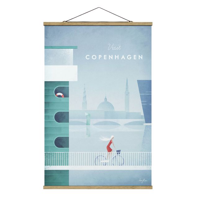Stoffbild mit Posterleisten - Reiseposter - Kopenhagen - Hochformat 2:3