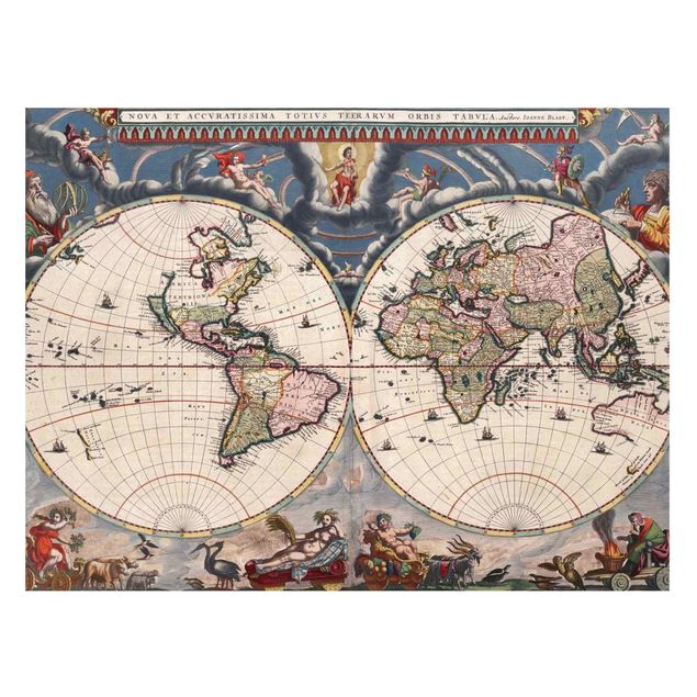 Schöne Wandbilder Historische Weltkarte Nova et Accuratissima von 1664