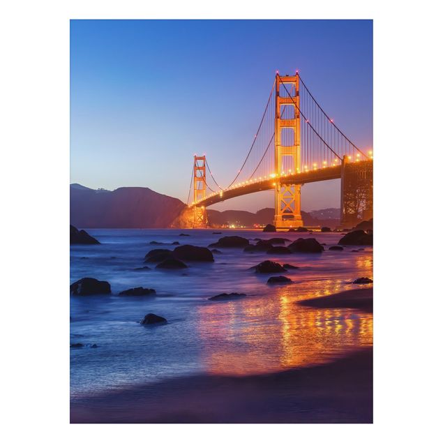 Alu-Dibond - Golden Gate Bridge am Abend - Querformat